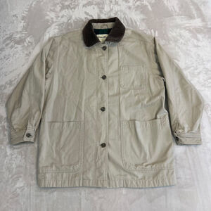 VTG Eddie Bauer Jacket Womens Medium Beige Chore Coat Barn Outdoor Flannel Lined
